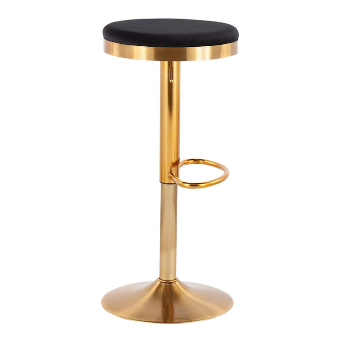 LumiSource Dakota Upholstered Barstool, Set of 2, Gold/Black Velvet