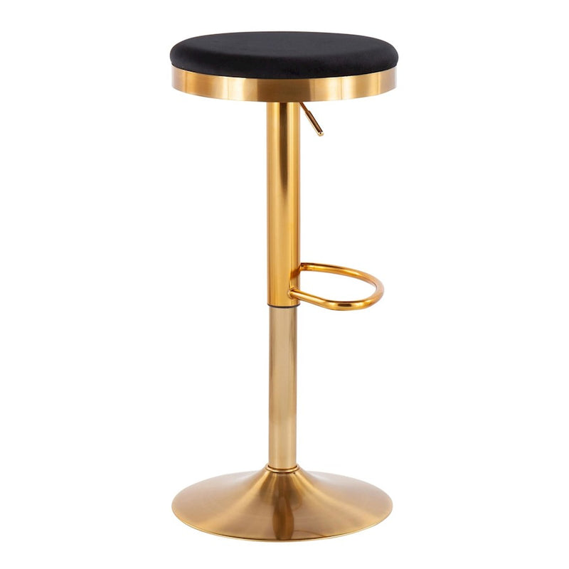 LumiSource Dakota Upholstered Barstool, Set of 2, Gold/Black Velvet