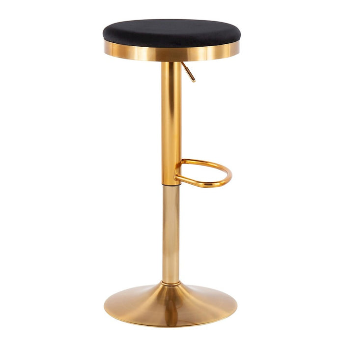LumiSource Dakota Upholstered Barstool, Set of 2, Gold/Black Velvet
