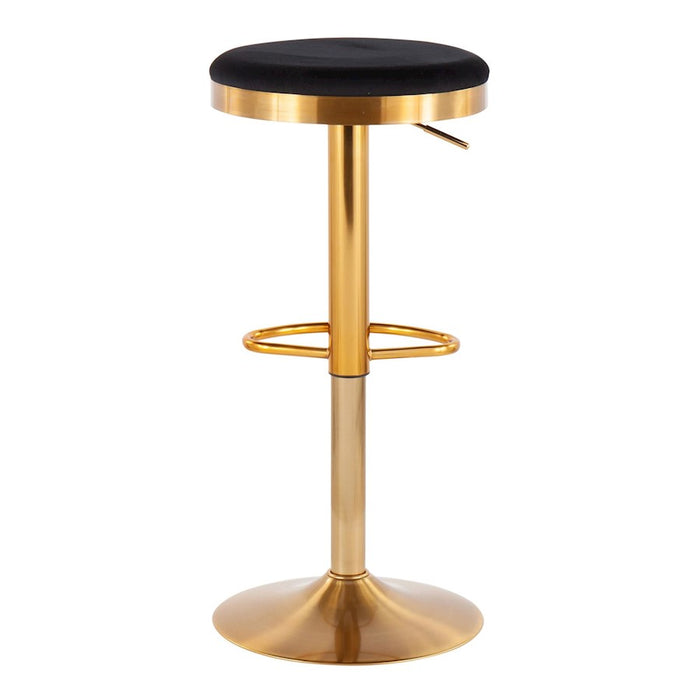 LumiSource Dakota Upholstered Barstool, Set of 2, Gold/Black Velvet