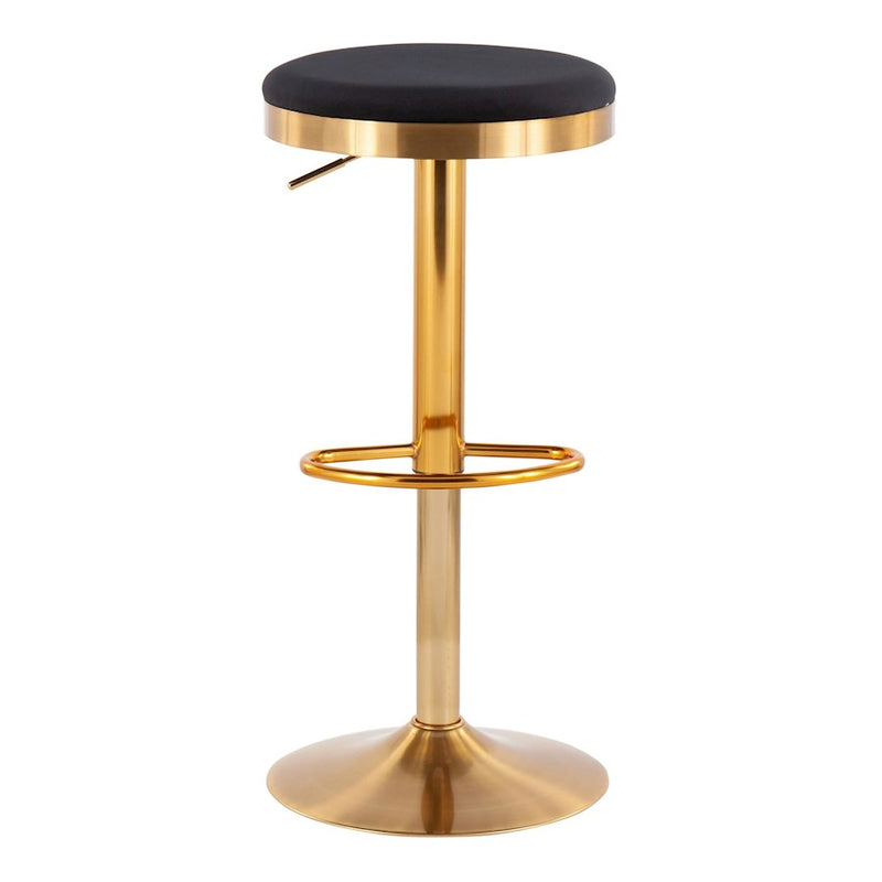 LumiSource Dakota Upholstered Barstool, Set of 2, Gold/Black Velvet
