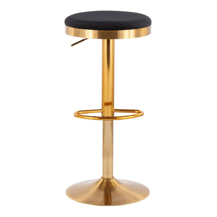 LumiSource Dakota Upholstered Barstool, Set of 2, Gold/Black Velvet