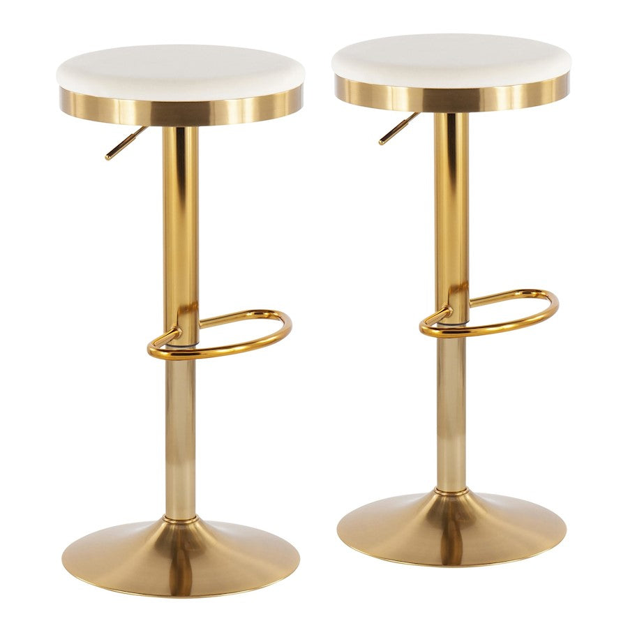 LumiSource Dakota Upholstered Barstool, Set of 2, Gold/Cream - BS-DAKOTAAUVCR2