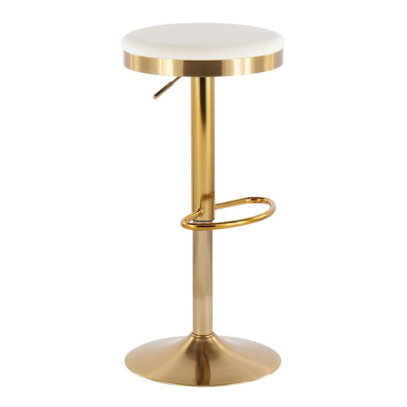 LumiSource Dakota Upholstered Barstool, Set of 2, Gold/Cream
