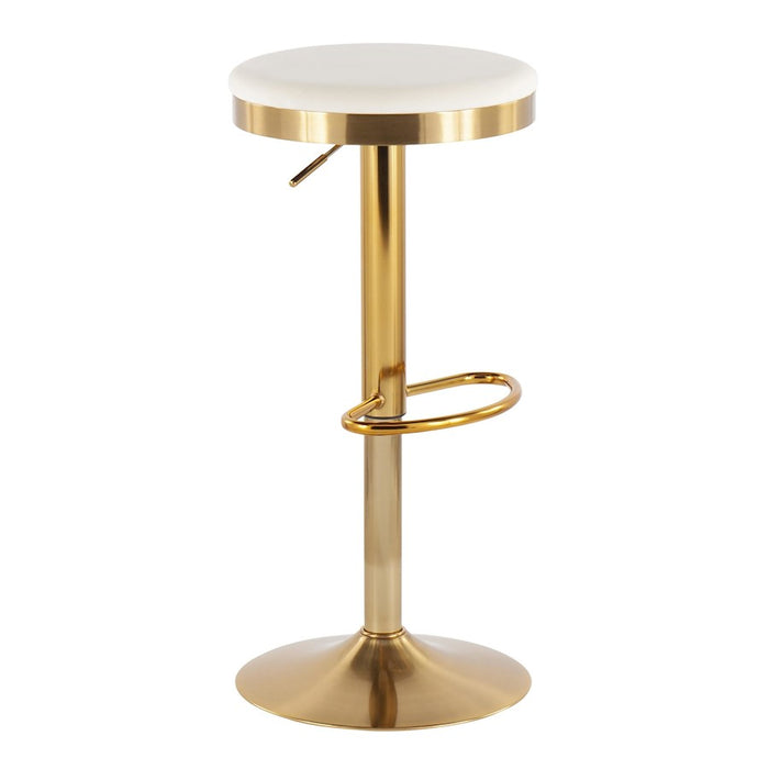 LumiSource Dakota Upholstered Barstool, Set of 2, Gold/Cream