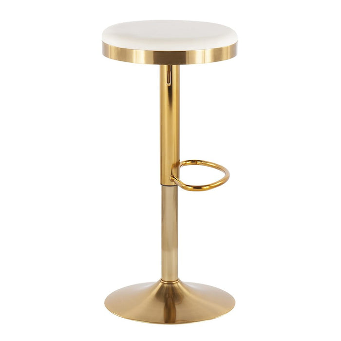 LumiSource Dakota Upholstered Barstool, Set of 2, Gold/Cream