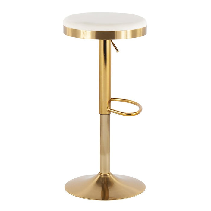 LumiSource Dakota Upholstered Barstool, Set of 2, Gold/Cream