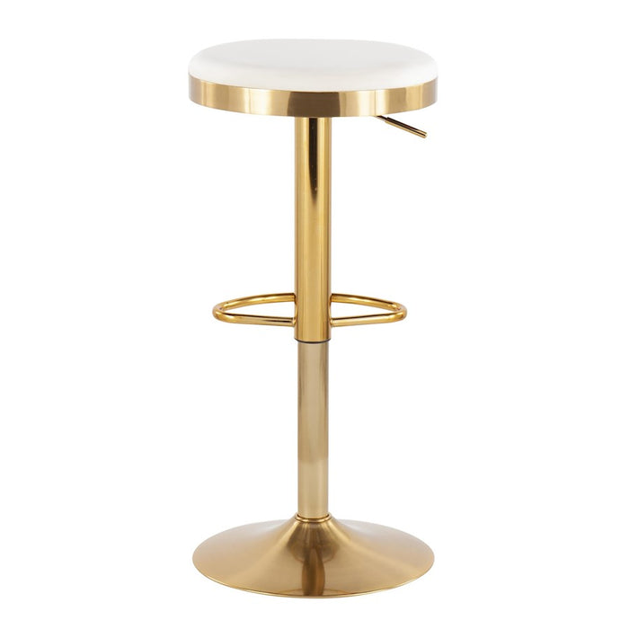 LumiSource Dakota Upholstered Barstool, Set of 2, Gold/Cream