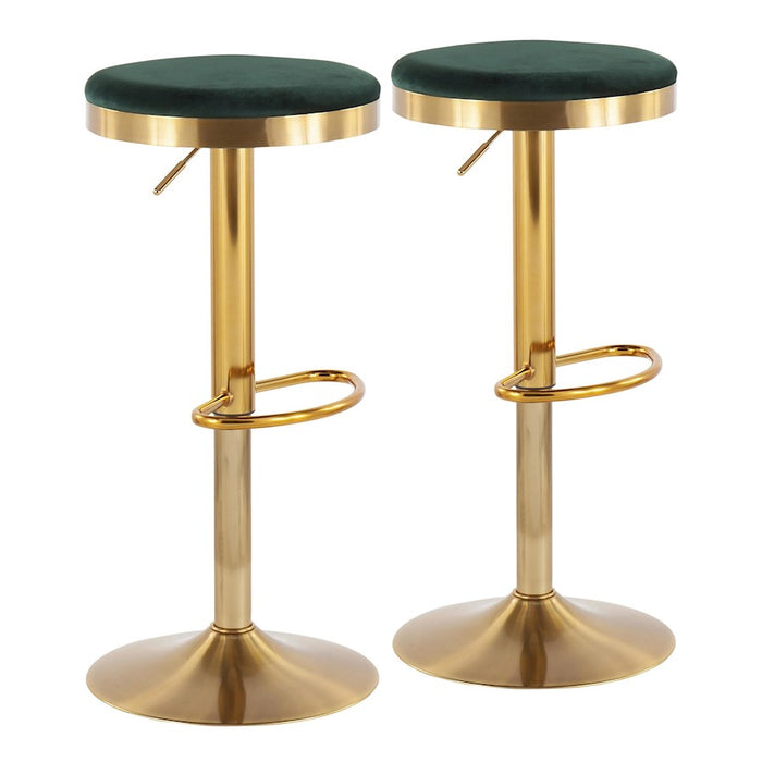 LumiSource Dakota Upholstered Barstool, Set of 2, Gold/Green - BS-DAKOTAAUVGN2