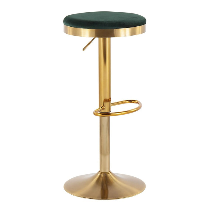 LumiSource Dakota Upholstered Barstool, Set of 2, Gold/Green
