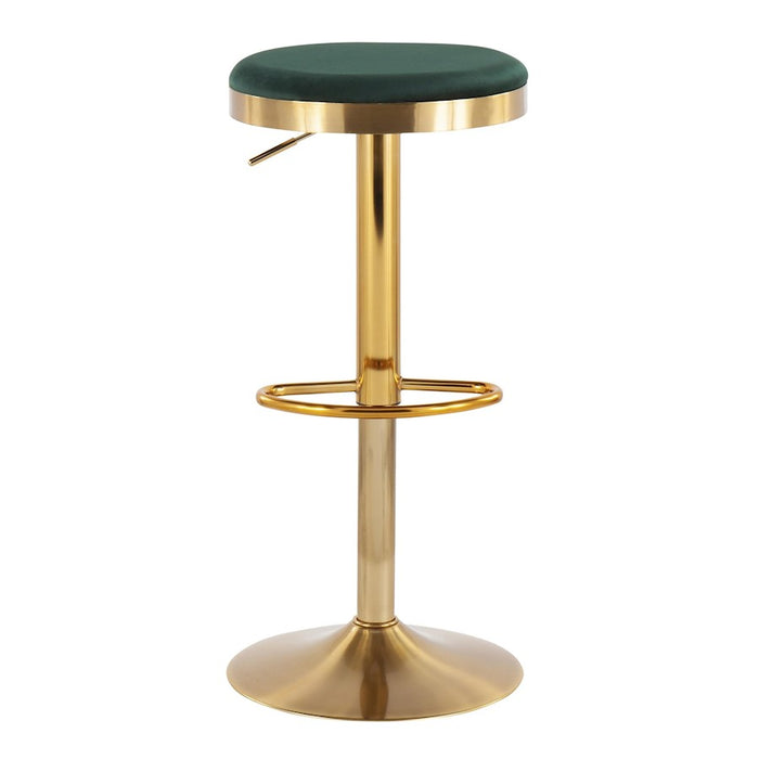 LumiSource Dakota Upholstered Barstool, Set of 2, Gold/Green