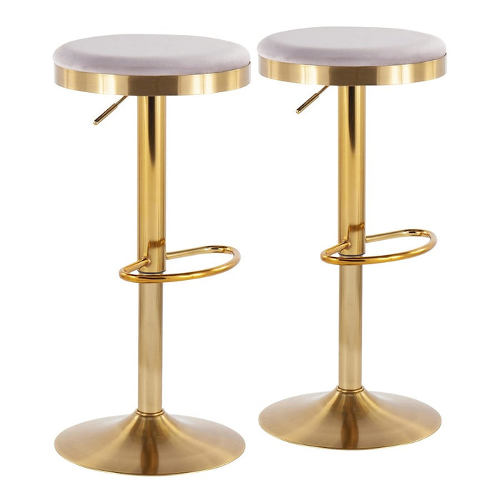 LumiSource Dakota Upholstered Barstool, Set of 2, Gold/Silver - BS-DAKOTAAUVSV2