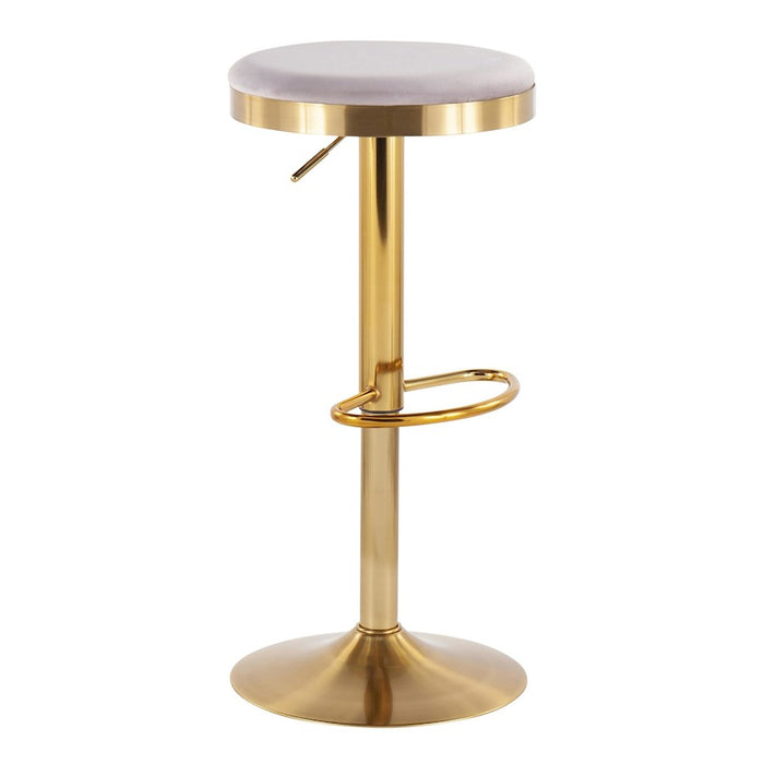 LumiSource Dakota Upholstered Barstool, Set of 2, Gold/Silver