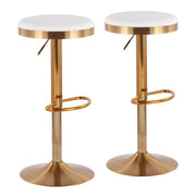 LumiSource Dakota Upholstered Barstool, Set of 2, Gold/White - BS-DAKOTAAUW2