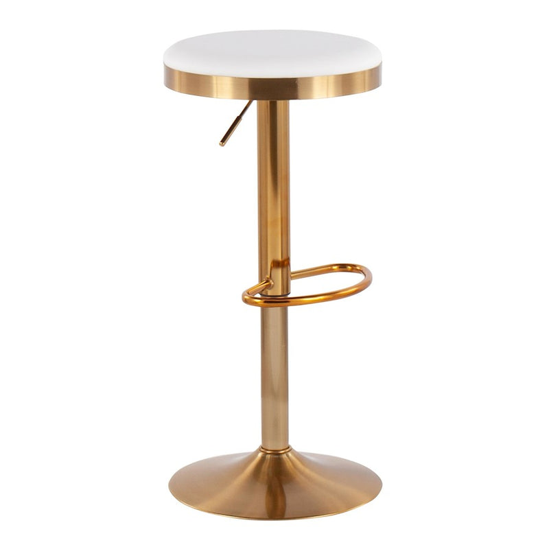 LumiSource Dakota Upholstered Barstool, Set of 2, Gold/White