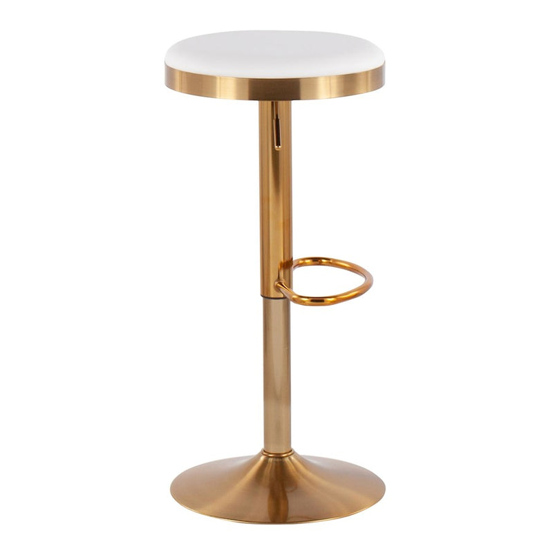 LumiSource Dakota Upholstered Barstool, Set of 2, Gold/White