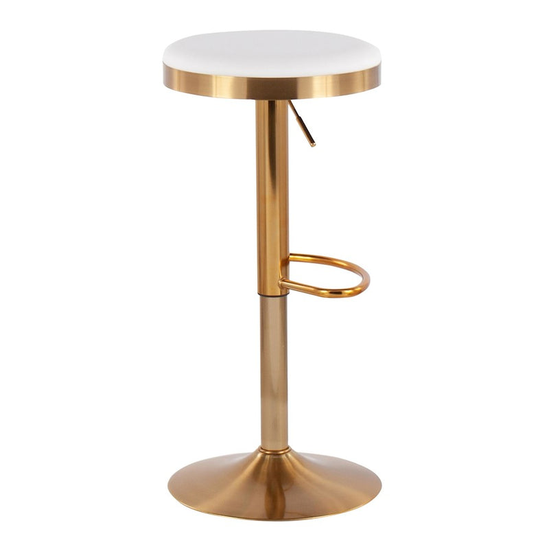 LumiSource Dakota Upholstered Barstool, Set of 2, Gold/White