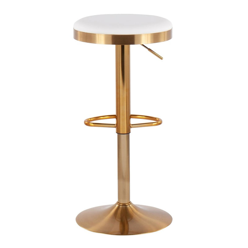 LumiSource Dakota Upholstered Barstool, Set of 2, Gold/White