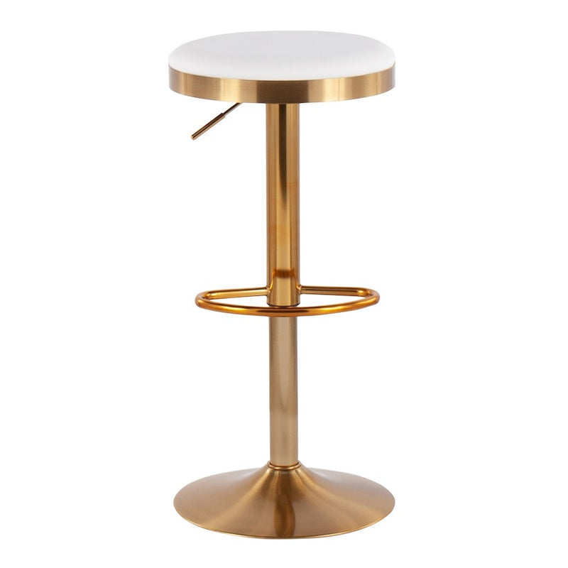 LumiSource Dakota Upholstered Barstool, Set of 2, Gold/White
