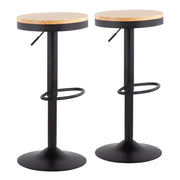 LumiSource Dakota Barstool, Set of 2, Black Metal/Natural Wood - BS-DAKOTABKNA2