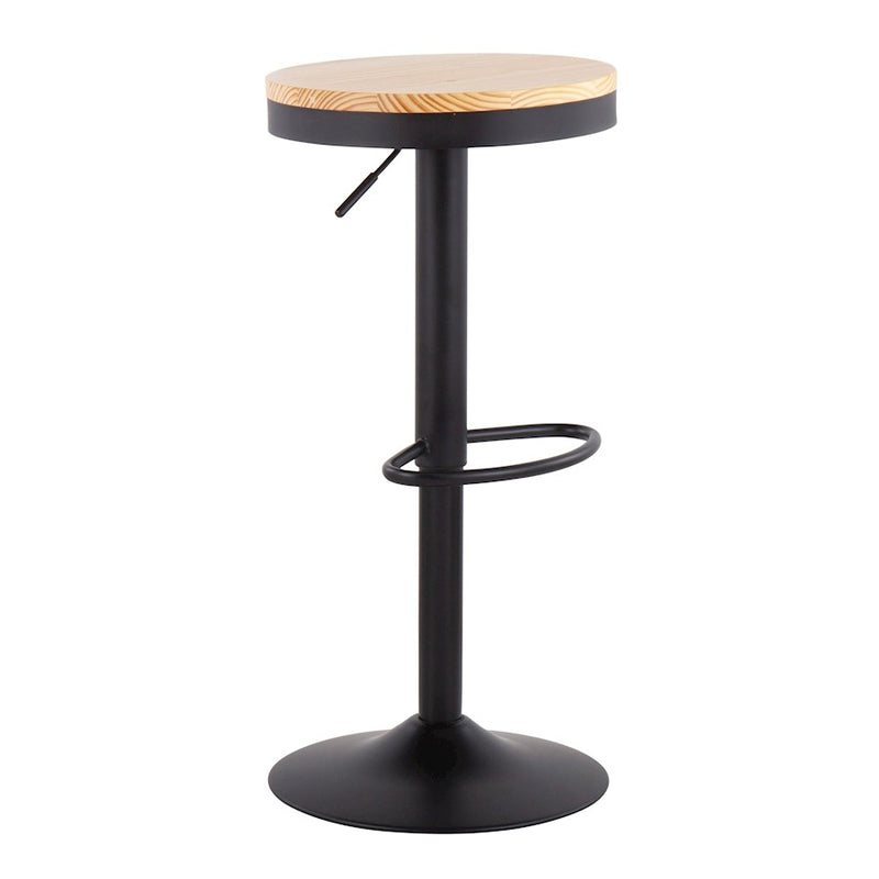 LumiSource Dakota Barstool, Set of 2, Black Metal/Natural Wood