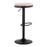 LumiSource Dakota Barstool, Set of 2, Black Metal/Natural Wood