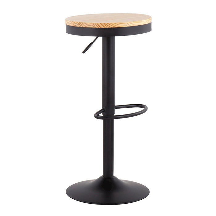 LumiSource Dakota Barstool, Set of 2, Black Metal/Natural Wood