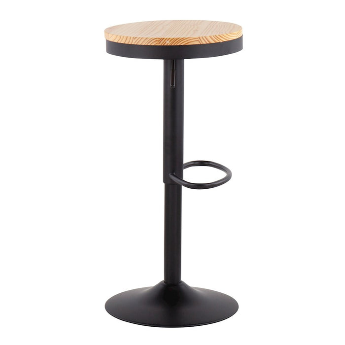 LumiSource Dakota Barstool, Set of 2, Black Metal/Natural Wood