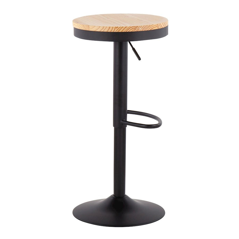 LumiSource Dakota Barstool, Set of 2, Black Metal/Natural Wood