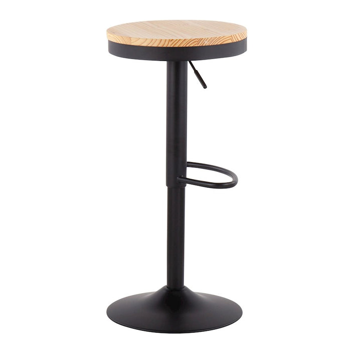 LumiSource Dakota Barstool, Set of 2, Black Metal/Natural Wood