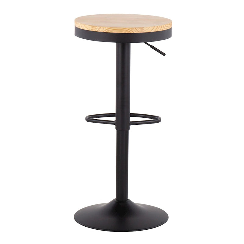 LumiSource Dakota Barstool, Set of 2, Black Metal/Natural Wood