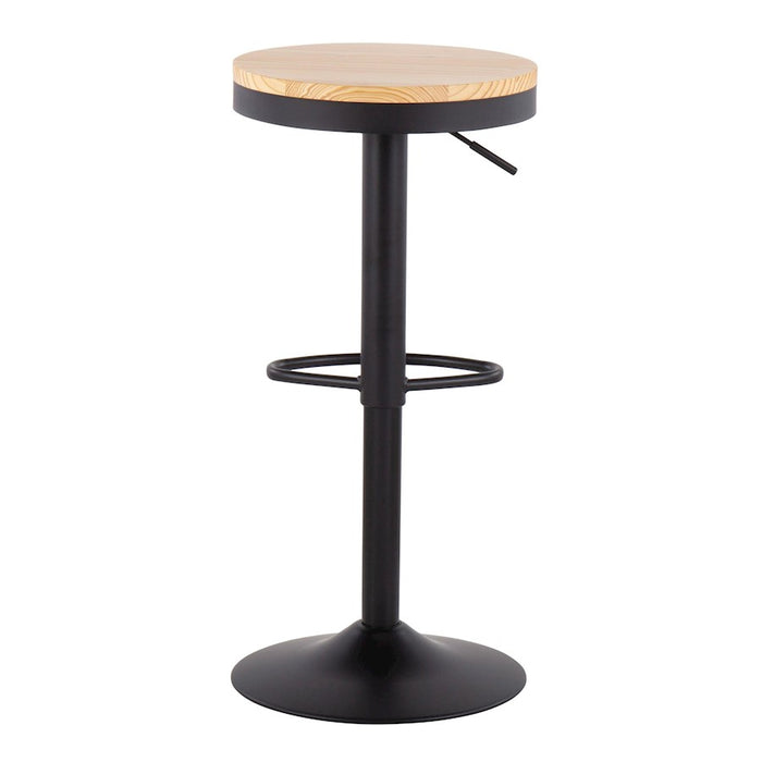 LumiSource Dakota Barstool, Set of 2, Black Metal/Natural Wood