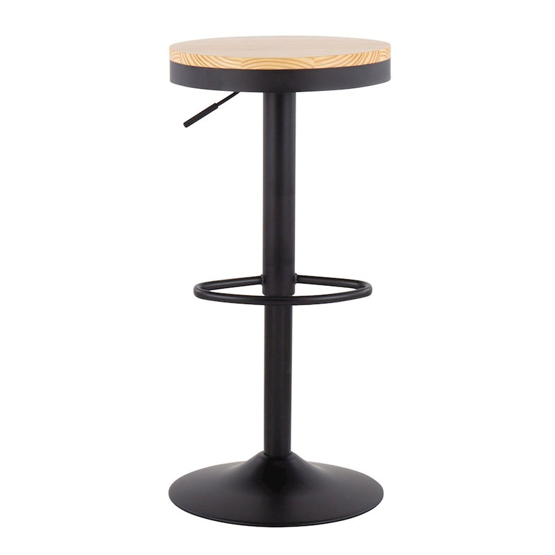 LumiSource Dakota Barstool, Set of 2, Black Metal/Natural Wood