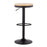 LumiSource Dakota Barstool, Set of 2, Black Metal/Natural Wood
