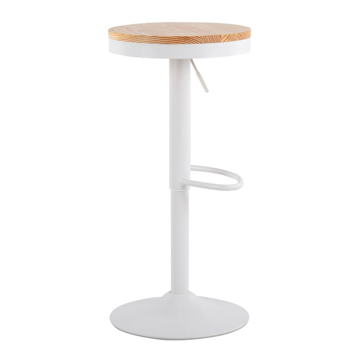 LumiSource Dakota Barstool, Set of 2 in White Metal/Natural Wood
