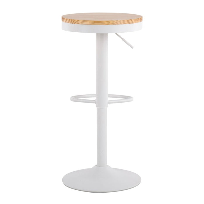 LumiSource Dakota Barstool, Set of 2 in White Metal/Natural Wood