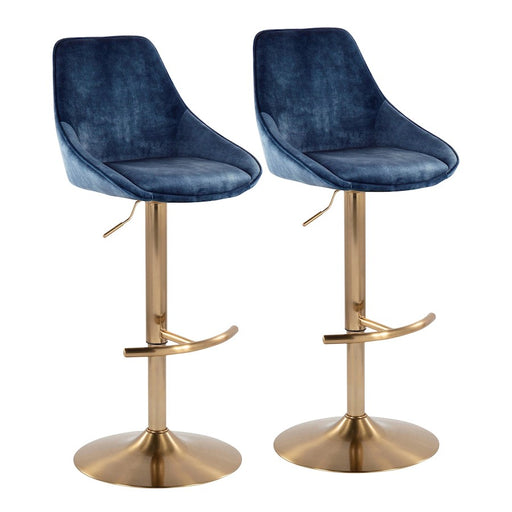 LumiSource Diana Adjustable Bar Stool, Set of 2, Gold/Blue - BS-DIANA-RT2AUVBU2