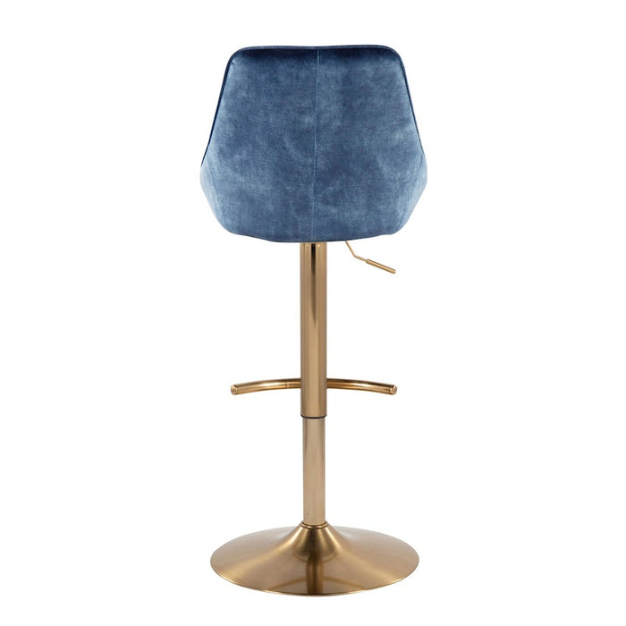LumiSource Diana Adjustable Bar Stool, Set of 2, Gold/Blue