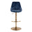 LumiSource Diana Adjustable Bar Stool, Set of 2, Gold/Blue