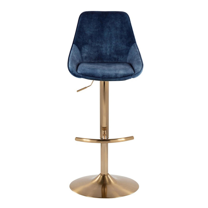 LumiSource Diana Adjustable Bar Stool, Set of 2, Gold/Blue
