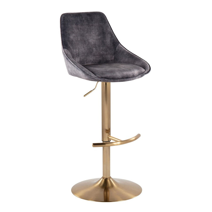 LumiSource Diana Adjustable Bar Stool, Set of 2, Gold/Grey