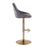 LumiSource Diana Adjustable Bar Stool, Set of 2, Gold/Grey