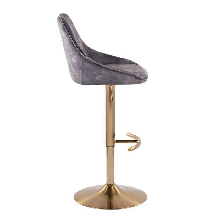 LumiSource Diana Adjustable Bar Stool, Set of 2, Gold/Grey