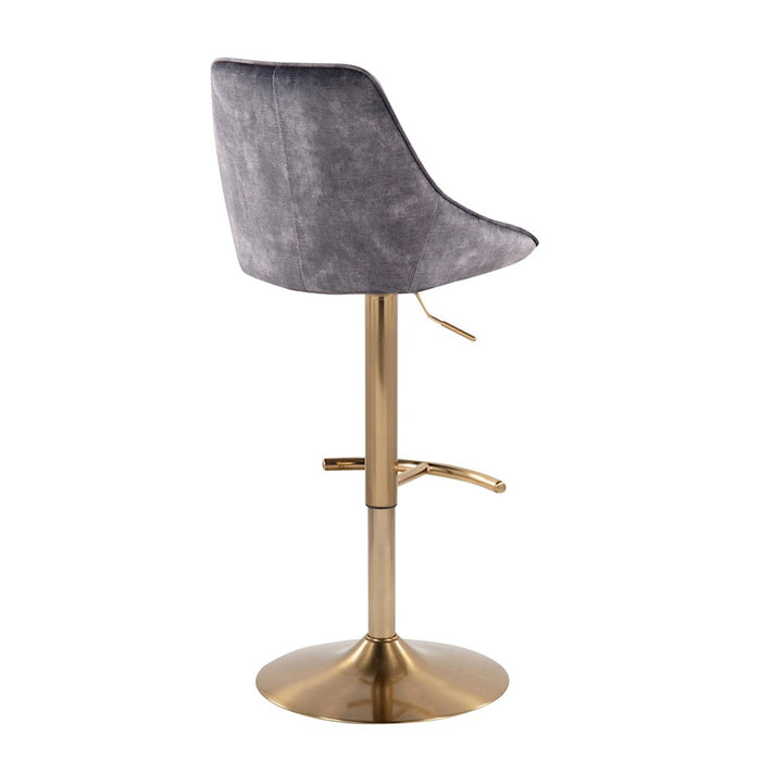 LumiSource Diana Adjustable Bar Stool, Set of 2, Gold/Grey