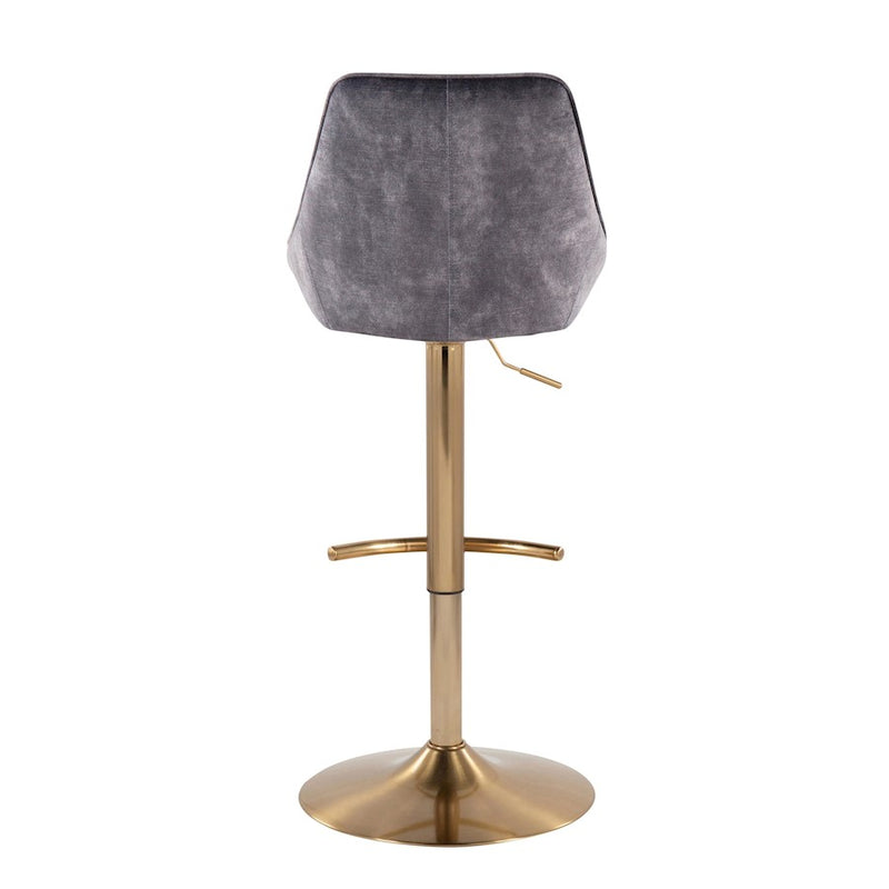 LumiSource Diana Adjustable Bar Stool, Set of 2, Gold/Grey