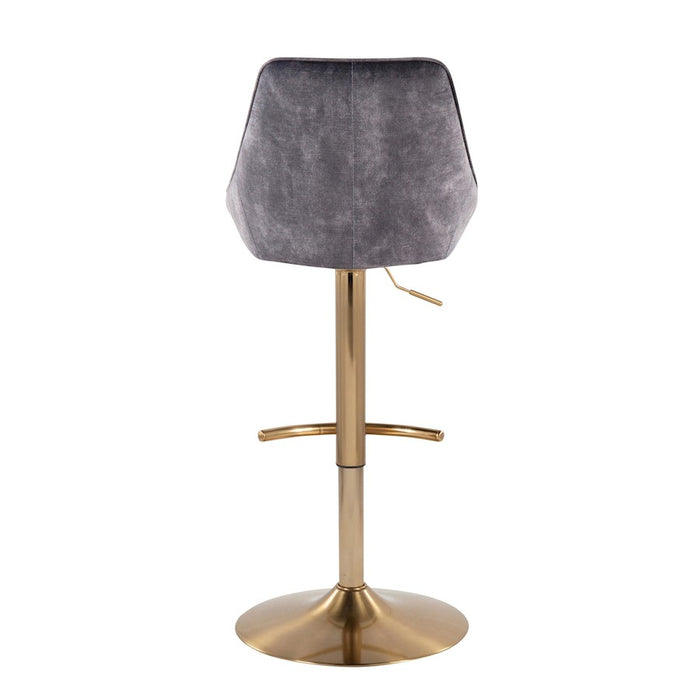 LumiSource Diana Adjustable Bar Stool, Set of 2, Gold/Grey