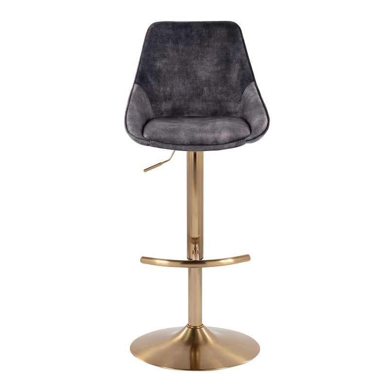 LumiSource Diana Adjustable Bar Stool, Set of 2, Gold/Grey