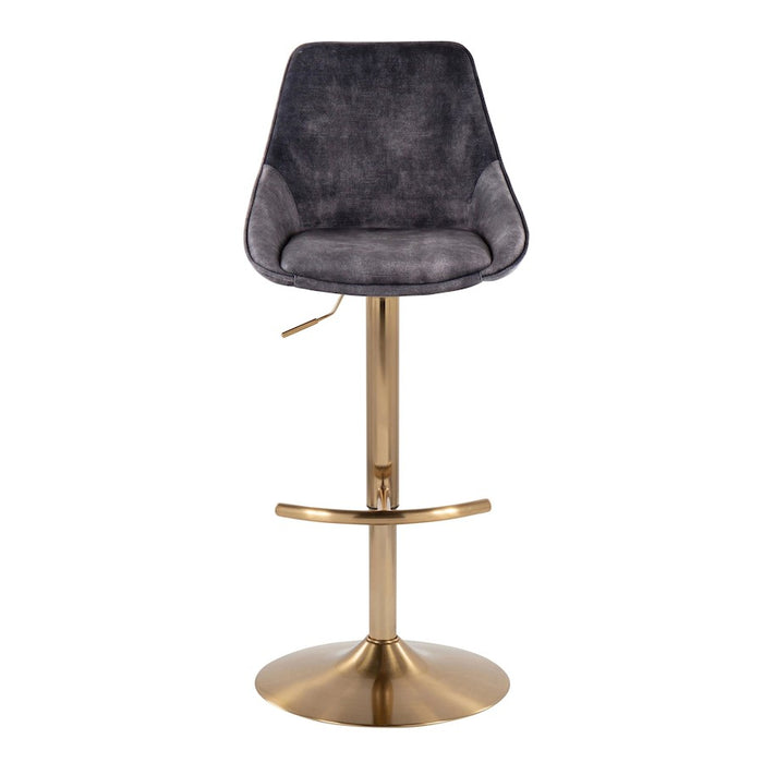 LumiSource Diana Adjustable Bar Stool, Set of 2, Gold/Grey