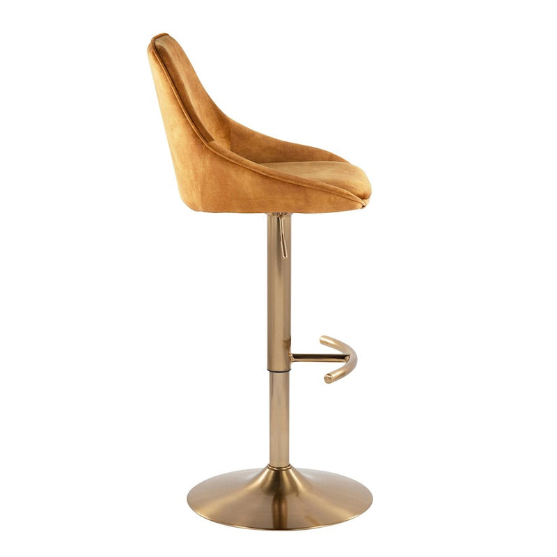 LumiSource Diana Adjustable Bar Stool, Set of 2, Gold/Yellow