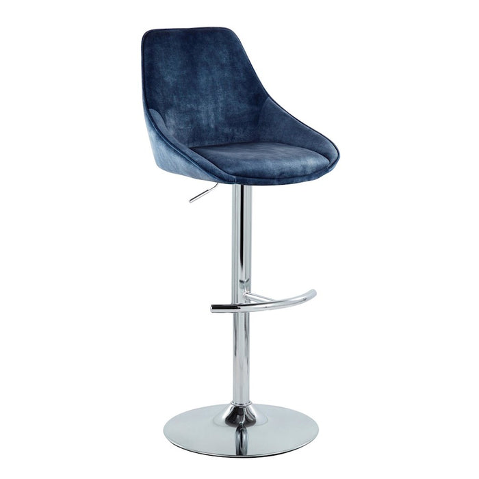 LumiSource Diana Bar Stool, Set of 2, Chrome/Blue Velvet